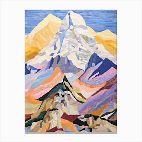 Mount Everest Nepal 1 Colourful Mountain Illustration Canvas Print