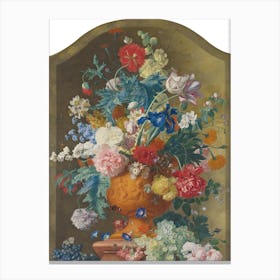 Flowers In A Terracotta Vase, Jan van Huysum Canvas Print