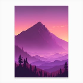 Misty Mountains Vertical Composition In Purple Tone 40 Canvas Print