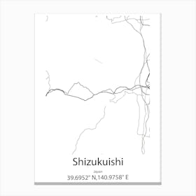 Shizukuishi,Japan Minimalist Map Canvas Print