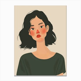 Illustration Of A Girl With Freckles 1 Canvas Print