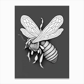 Stinger Bee Black William Morris Style Canvas Print