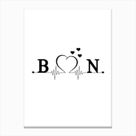 Personalized Couple Name Initial B And N Monogram Canvas Print