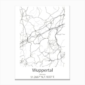 Wuppertal,Germany Minimalist Map Canvas Print