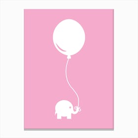 Elephant with Balloon (Pink) Canvas Print