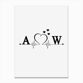 Personalized Couple Name Initial A And W Canvas Print