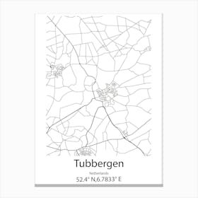 Tubbergen,Netherlands Minimalist Map Canvas Print