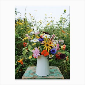 A Vase Of Colourful Flowers Canvas Print
