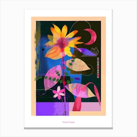 Moonflower 2 Neon Flower Collage Poster Canvas Print