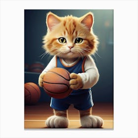 Cat In Basketball Uniform Canvas Print