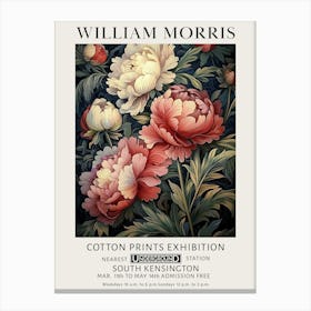 William Morris Peonies Pink And Red Vintage Exhibition Canvas Print