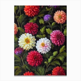 Dahlia Still Life Oil Painting Flower Canvas Print
