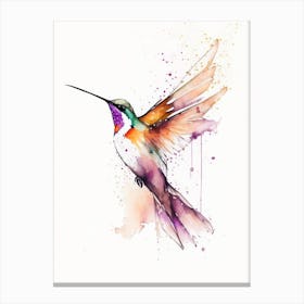 Fiery Throated Hummingbird Minimalist Watercolour Canvas Print