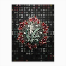 Vintage Eucomis Punctata Flower Wreath on Dot Bokeh Pattern n.0568 Canvas Print