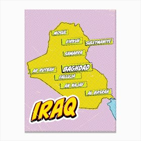 Iraq Pop Art Map Canvas Print