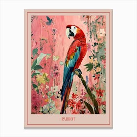 Floral Animal Painting Parrot 3 Poster Canvas Print