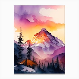 The Rocky Mountains Watercolour 3 Canvas Print
