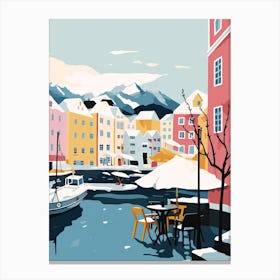 Tromso, Norway, Flat Pastels Tones Illustration 4 Canvas Print