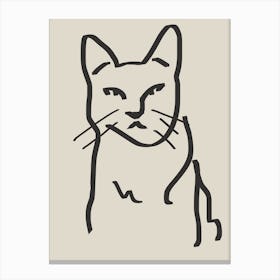 Line Art Cat Drawing 2 Canvas Print