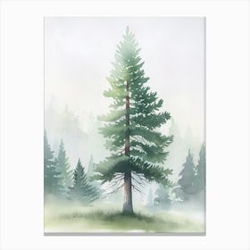 Redwood Tree Atmospheric Watercolour Painting 1 Canvas Print