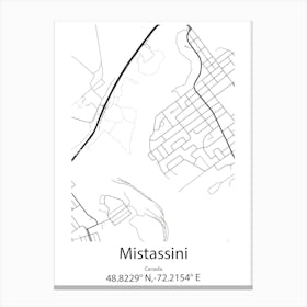 Mistassini,Canada Minimalist Map Canvas Print