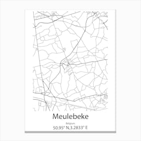 Meulebeke,Belgium Minimalist Map Canvas Print