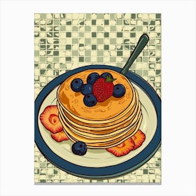 Pancake Stack On A Tiled Background 3 Canvas Print