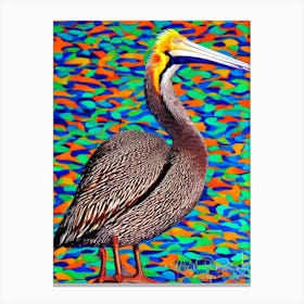 Brown Pelican Yayoi Kusama Style Illustration Bird Canvas Print