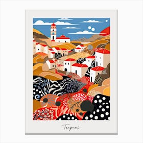 Poster Of Trapani, Italy, Illustration In The Style Of Pop Art 3 Canvas Print