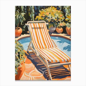 Sun Lounger By The Pool In Milan Italy Canvas Print