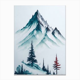 Mountain And Forest In Minimalist Watercolor Vertical Composition 211 Canvas Print