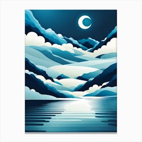 Snowy Landscape blue &white, vector art 4 Canvas Print