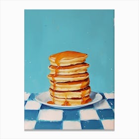 Pancakes Blue Checkerboard 1 Canvas Print