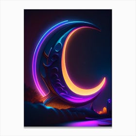 Crescent Neon Nights Space Canvas Print