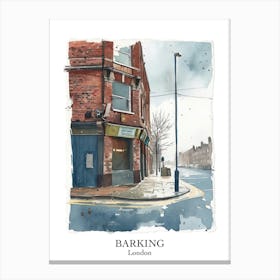 Barking London Borough   Street Watercolour 4 Poster Canvas Print
