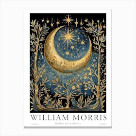 William Morris Art Sun Moon Night Eclipse Morris Exhibition Print Botanical Poster Gold Vintage Canvas Print