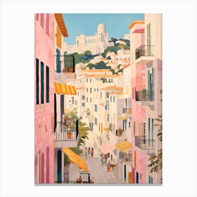 Split Croatia 3 Vintage Pink Travel Illustration Canvas Print