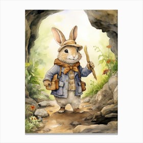 Bunny Traveling Rabbit Prints Watercolour 2 Canvas Print