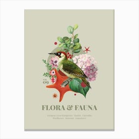 Flora & Fauna with Green Woodpecker Canvas Print