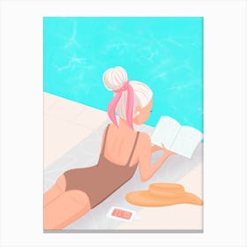 Sunbathing By The Pool Canvas Print