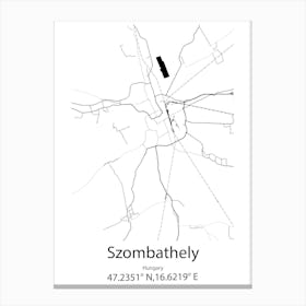 Szombathely,Hungary Minimalist Map Canvas Print