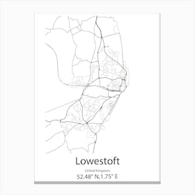 Lowestoft,United Kingdom Minimalist Map Stampe su tela