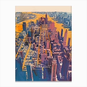 Manhattan New York Colourful Silkscreen Illustration 2 Canvas Print