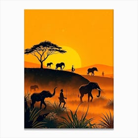 African Sunset Illustration Toile