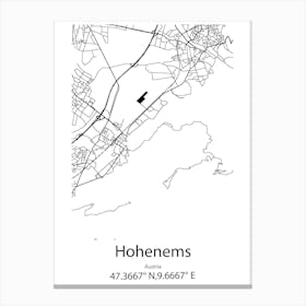 Hohenems,Austria Minimalist Map Canvas Print