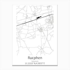 Rucphen,Netherlands Minimalist Map Canvas Print