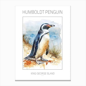 Humboldt Penguin King George Island Watercolour Painting 3 Poster Canvas Print