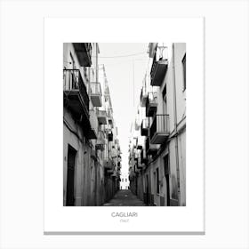 Poster Of Cagliari, Italy, Black And White Photo 1 Canvas Print