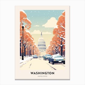 Vintage Winter Travel Poster Washington Dc Usa 2 Canvas Print
