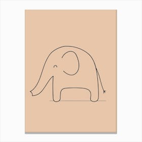 Cute Elephant Drawing - Boho, Line Art 1 Canvas Print